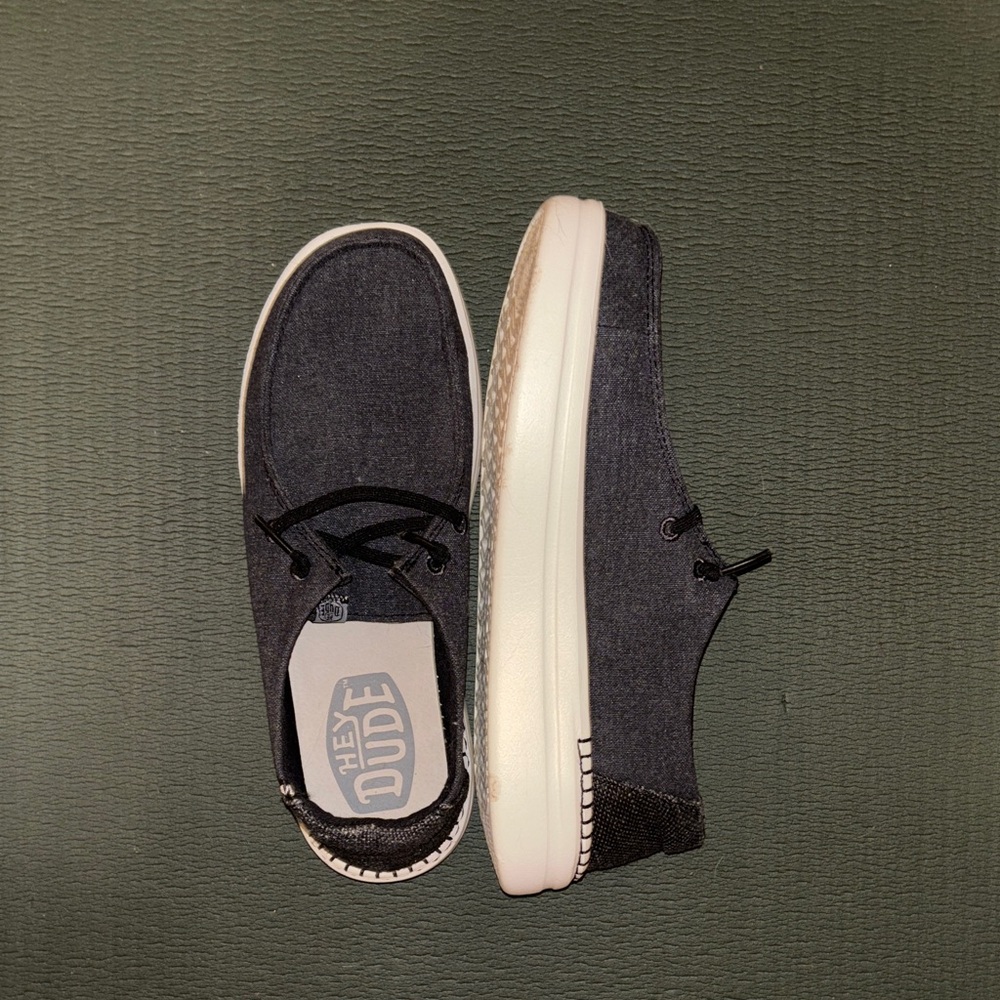 Hey Dude Charcoal and White Loafers